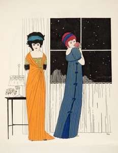 Zwei Empire-Kleider aus Les Robes de Paul Poiret, veröffentlicht 1908 von Paul Iribe