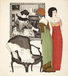 Zwei Empire-Kleider aus Les Robes de Paul Poiret, veröffentlicht 1908 von Paul Iribe