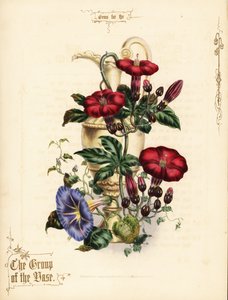 Blumenstrauß aus scharlachroter Ipomoea und blauer Prunkwinde mit Vase von Paul Jerrard