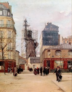 Die Freiheit erleuchtet die Welt. Die Freiheitsstatue von Frédéric Auguste Bartholdi (1834-1905) in der Gießerei Gayet, Rue de Chazelles nahe dem Boulevard de Courcelles in Paris vor der Abreise nach New York im Jahr 1883. Gemälde von Paul Joseph Victor Da