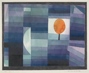 Der Bote des Herbstes (grün/violette Abstufung mit orangefarbenem Akzent) von Paul Klee