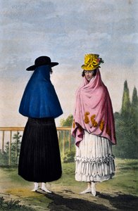 Bergfrau und Flachlandfrau, Gravur von Paul Legrand, Kolumbien