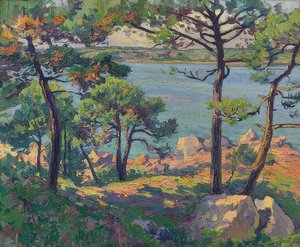 Pinien am Trieux-Fluss von Paul Madeline