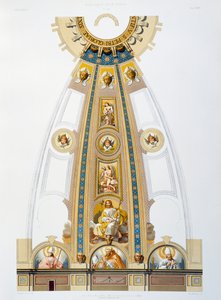 Mosaikdekoration der großen Kuppel, Chromolithographie aus dem Vatikan und der Petersbasilika