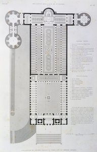 Restaurierter Grundriss der alten Basilika, erbaut von Kaiser Konstantin, Gravur aus Der Vatikan und die Basilika St. Peter