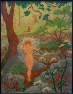 Frauenakt beim Frisieren am Teich von Paul Elie Ranson