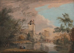 Eine unvollendete Ansicht des Westtors, Canterbury von Paul Sandby