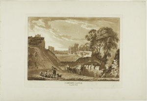 Cardiff Castle von Westen, Platte zwei aus Zwölf Ansichten in Wales