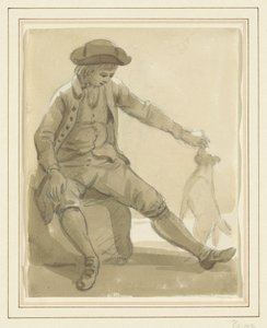 Junge spielt mit einem Hund von Paul Sandby