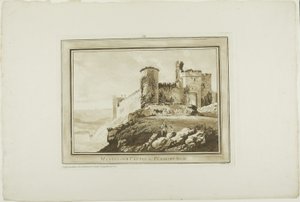Manerbawr Castle in Pembroke Shire, aus Zwölf Ansichten in Aquatinta von Zeichnungen vor Ort in Südwales von Paul Sandby