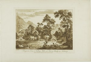 Pengnern Korn- und Walkmühlen, mit Pont y Pandy, in der Nähe von Festiniog von Paul Sandby