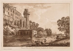 Ansichten von Warwick Castle: Caesars Turm und Teil von Warwick Castle von der Insel von Paul Sandby
