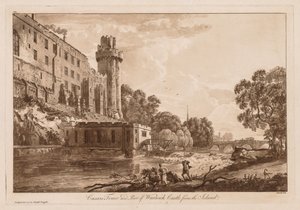 Ansichten von Warwick Castle: Caesars Turm und Teil von Warwick Castle von der Insel, 1776 von Paul Sandby