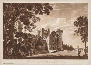 Ansichten von Warwick Castle: Der Eingang von Warwick Castle vom unteren Hof von Paul Sandby