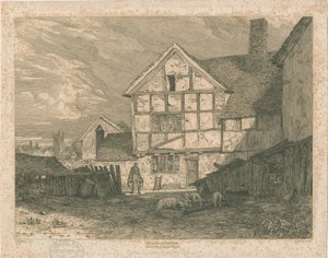 Wolverhampton - Ruinen eines Fachwerkhauses: Stahlstich, undatiert [ca. 1815] von Paul Sandby Munn