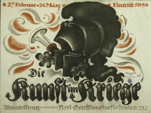 Plakat zur Werbung für eine Ausstellung von "Kunst im Krieg" von Paul Scheurich