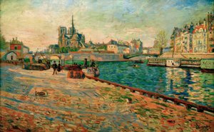 Notre-Dame, die Île Saint-Louis, gesehen vom Quai de la Tournelle von Paul Signac