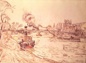 Paris mit dem Louvre und Pont des Arts