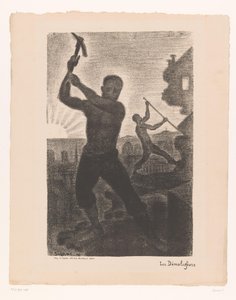 Zwei Männer reißen ein Gebäude ab von Paul Signac