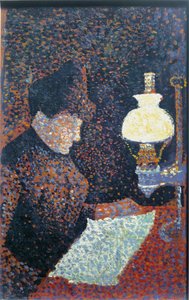 Frau unter der Lampe von Paul Signac