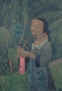 Mädchen mit einem rosa Strumpf