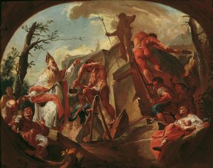 Der heilige Cassian von Imola stürzt die Statue des Pluto auf Säben von Paul Troger