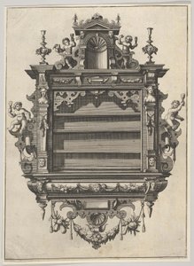 Wandmontiertes Regal aus Verscheyden Schrynwerck von Paul Vredeman de Vries