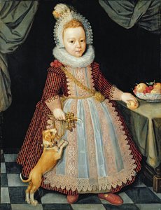 Porträt eines Kindes mit einer Rassel von Paul van Somer