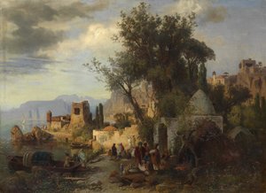 Abend am Kura-Fluss bei Tiflis von Paul von Franken