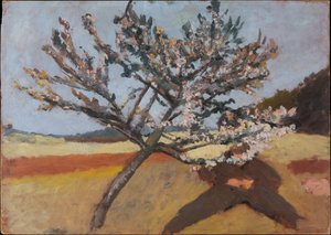 Mann unter einem blühenden Baum liegend von Paula Modersohn-Becker