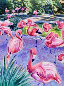 Rosa Flamingos Tropische Szene von Pauline Wegman | Key and Sea Creative