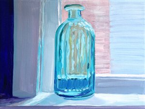 Türkise Flasche im Licht von Pauline Wegman | Key and Sea Creative