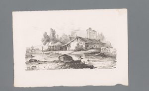 Ansicht eines Hauses an einem Fluss von Paulus Lauters