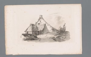 Ansicht eines Hauses in einer Hügellandschaft von Paulus Lauters