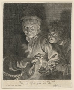 Alte Frau und Junge mit Kerze von Paulus Pontius