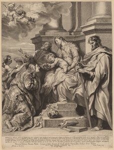 Die Heilige Rosalia wird vom Jesuskind gekrönt von Paulus Pontius, after Sir Anthony van Dyck