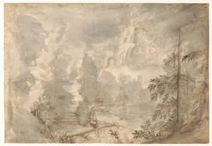Süddeutsche Landschaft mit einer Ruine