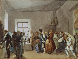 Empfangsraum des Polizeikommissars am Vorabend eines Feiertags, 1837 von Pavel Andreevich Fedotov