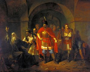Patriarch Hermogenes weigert sich, die Polen zu segnen, 1860 von Pavel Petrovich Chistyakov
