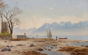 Genfer See mit Tour Haldimand von Peder Monsted