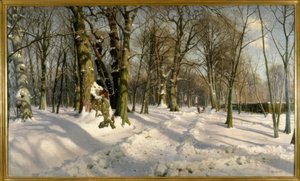Verschneiter Winterwald im Sonnenlicht von Peder Monsted