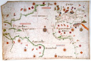 Portulankarte des Atlantischen Ozeans, Mittelmeers und Schwarzen Meeres von Pedro Reinel