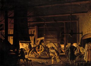 In der Anker-Schmiede in Soderfors. Die Schmiede bei der Arbeit von Pehr Hilleström