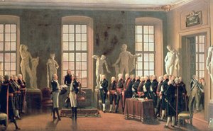 Gustav IV. Adolfs Besuch an der Akademie der Schönen Künste im Jahr 1797 von Pehr Hilleström