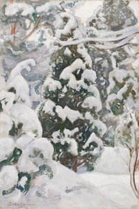 Wacholderbaum im Schnee von Pekka Halonen
