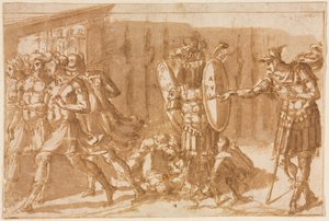 Siegreiche Soldaten mit Trophäe, 1550er Jahre