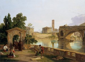 Der Tiber mit dem Tempel der Vesta, 1828 von Penry Williams