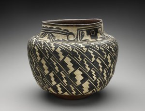 Krug (Olla) mit Stufenmotiv von People Zuni