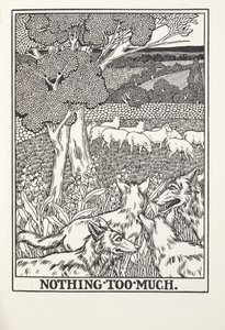 Nichts zu viel, aus Fontaine Fabeln, veröffentlicht 1905 (Gravur) von Percy J. Billingshurst