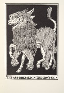Der Esel im Löwenfell, aus Fontaine Fabeln, veröffentlicht 1905